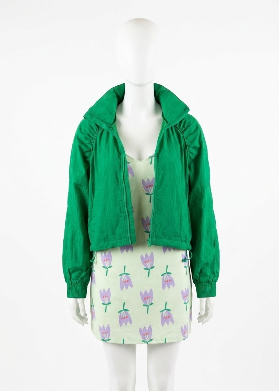NEW KARLIE sport zip jacket with hood in green